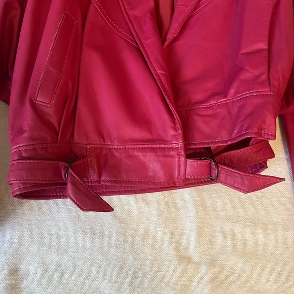 Fuchsia Vintage Leather Jacket - Picture 3 of 5
